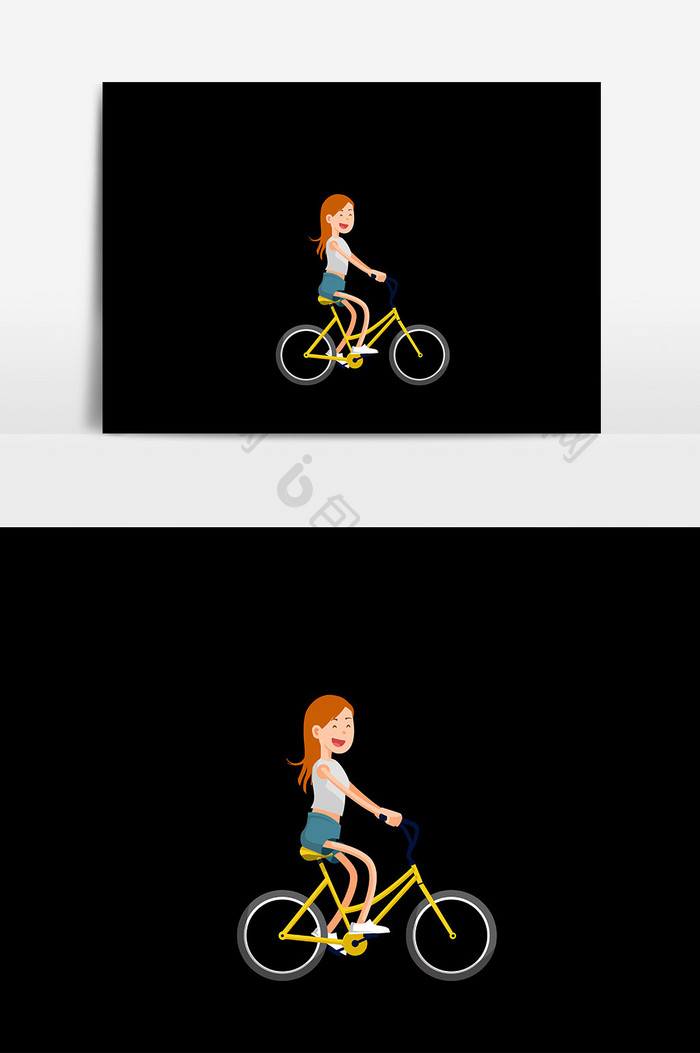 卡通女孩自行车素材