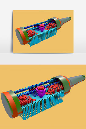 卡通手绘机械酒瓶多元素图案素材