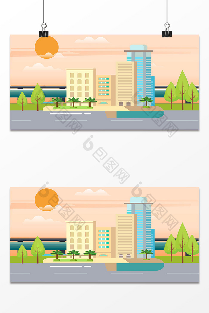 太阳城市建筑设计背景图