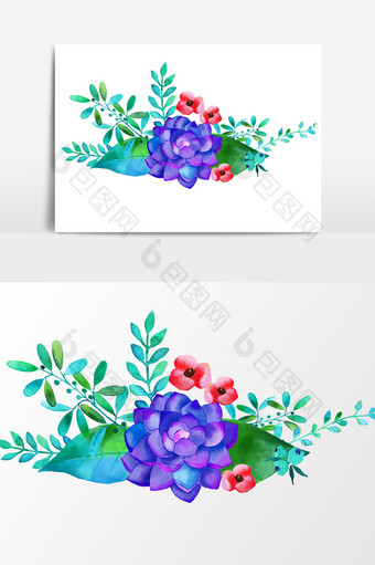 蓝色植物妖姬设计元素图片