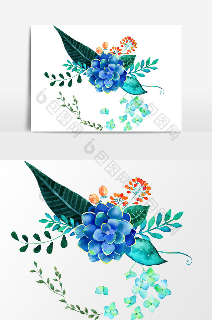 蓝色花朵植物设计元素