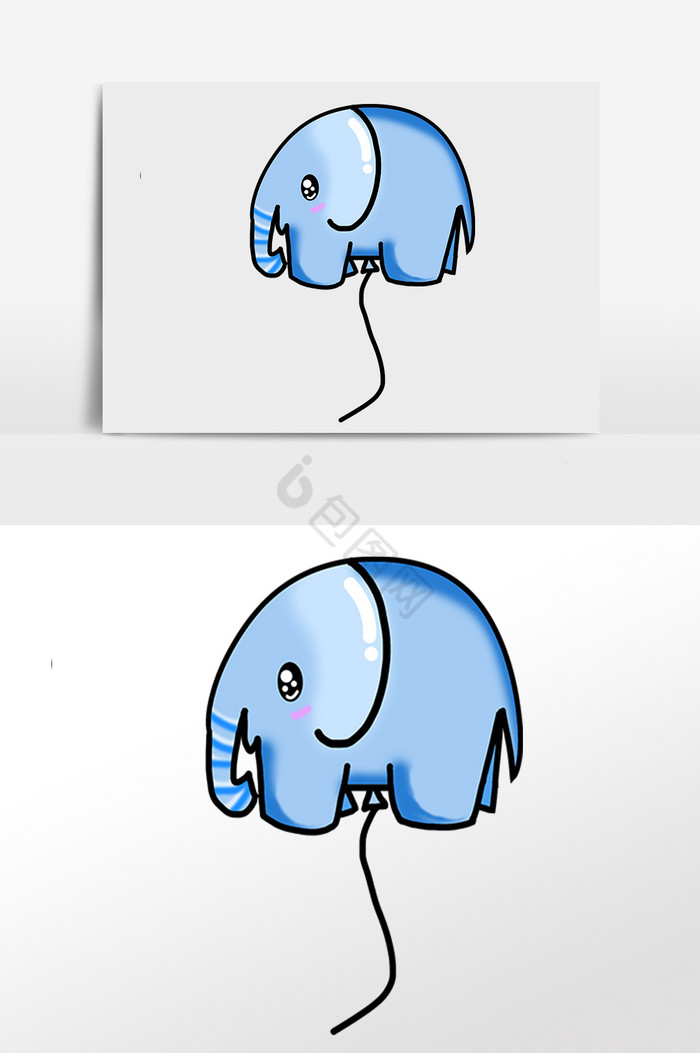 大象氢气球插画图片