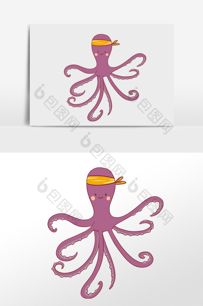 手绘海洋生物章鱼插画元素