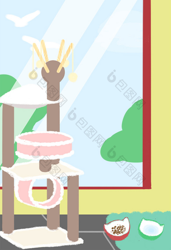 图网提供精美好看的甜美生活猫爬架素材免费下载,本次作品主题是插画