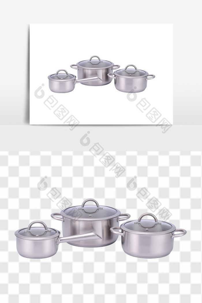 高清不锈钢奶锅炖锅焖锅组合套装图片图片
