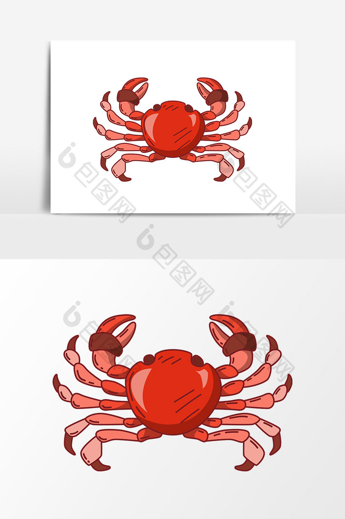 手绘红色美味海鲜大螃蟹元素