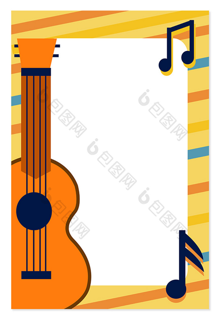 黄色暖色调音乐器材乌克丽丽手绘插画背景