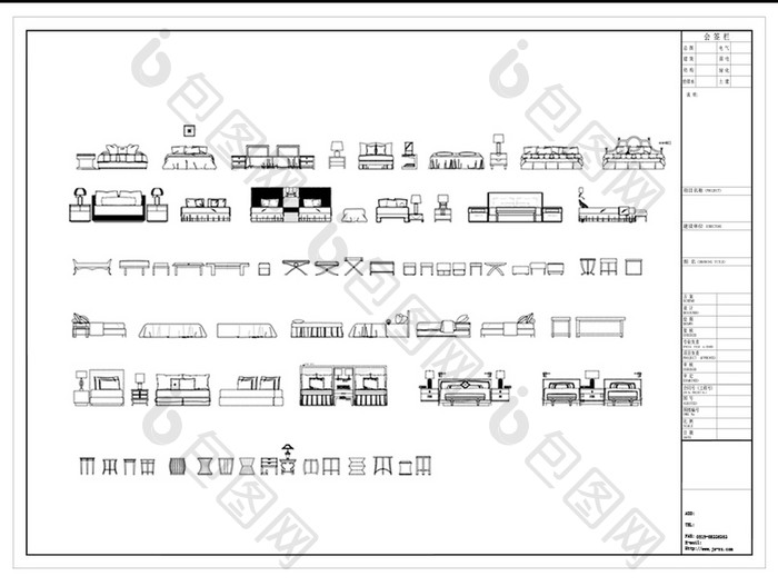 CAD床家具模板