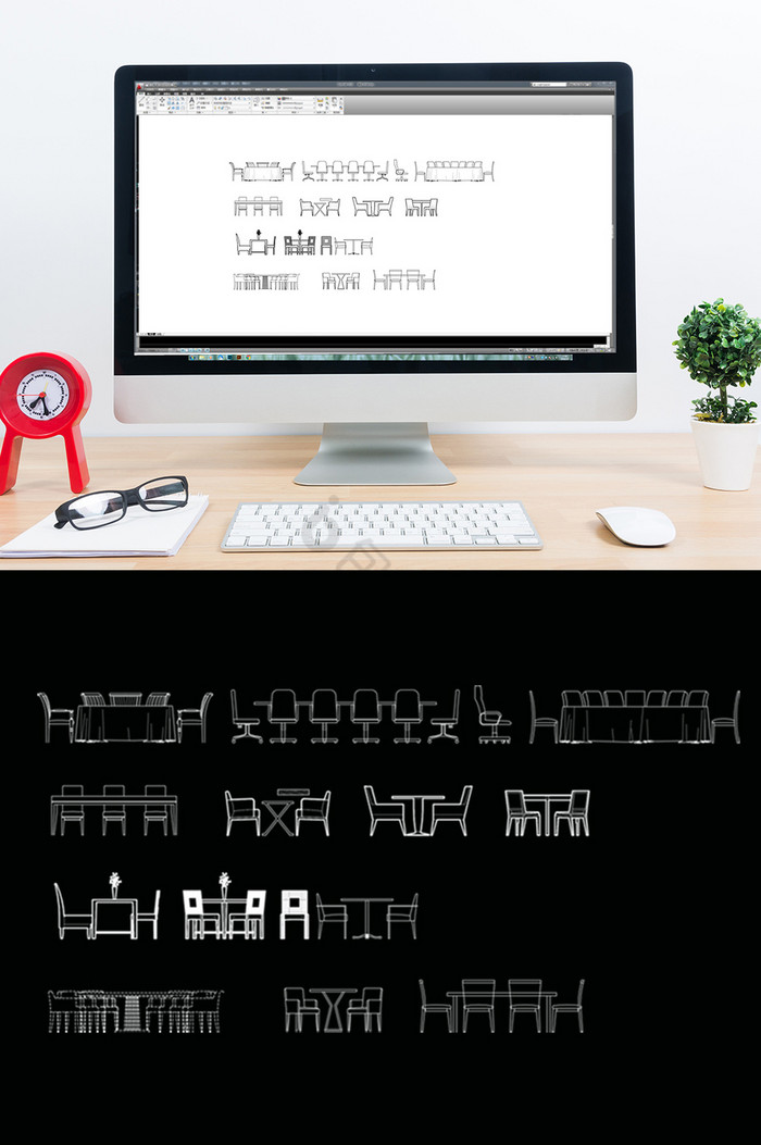 CAD桌子模型模块图片