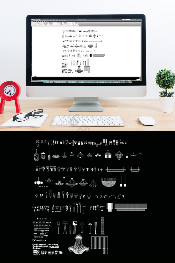 CAD灯具模型图例图片