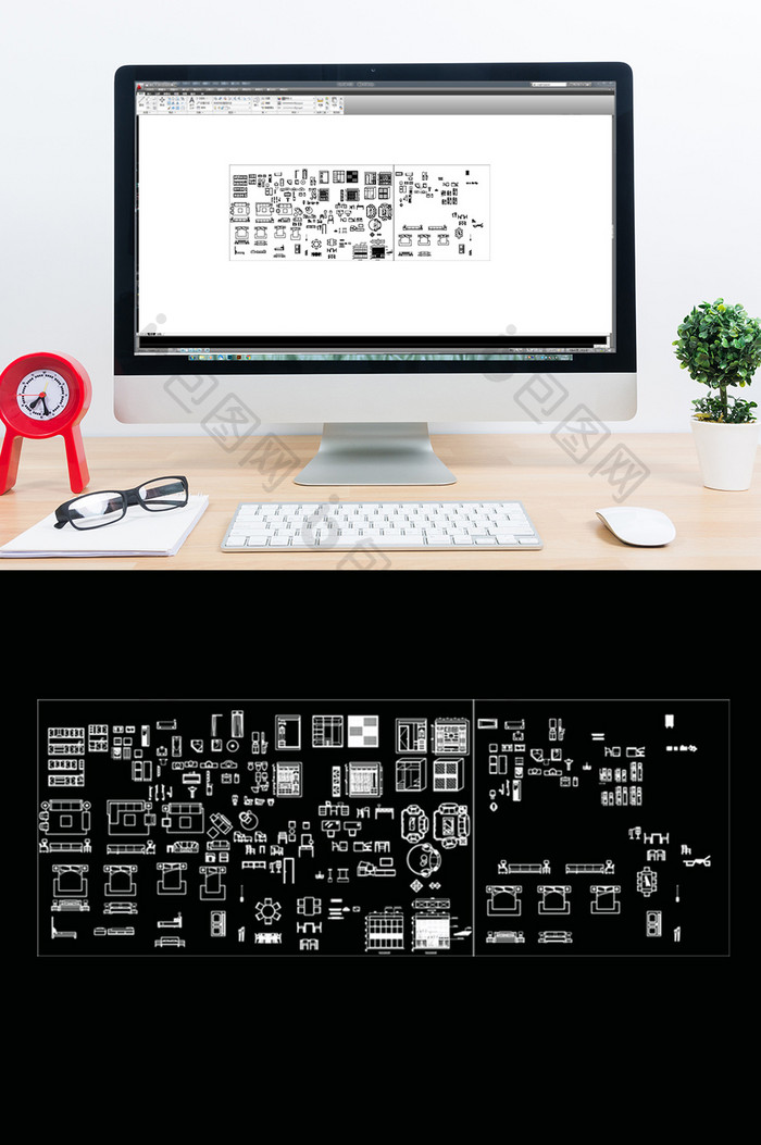 CAD沙发床具平面模型