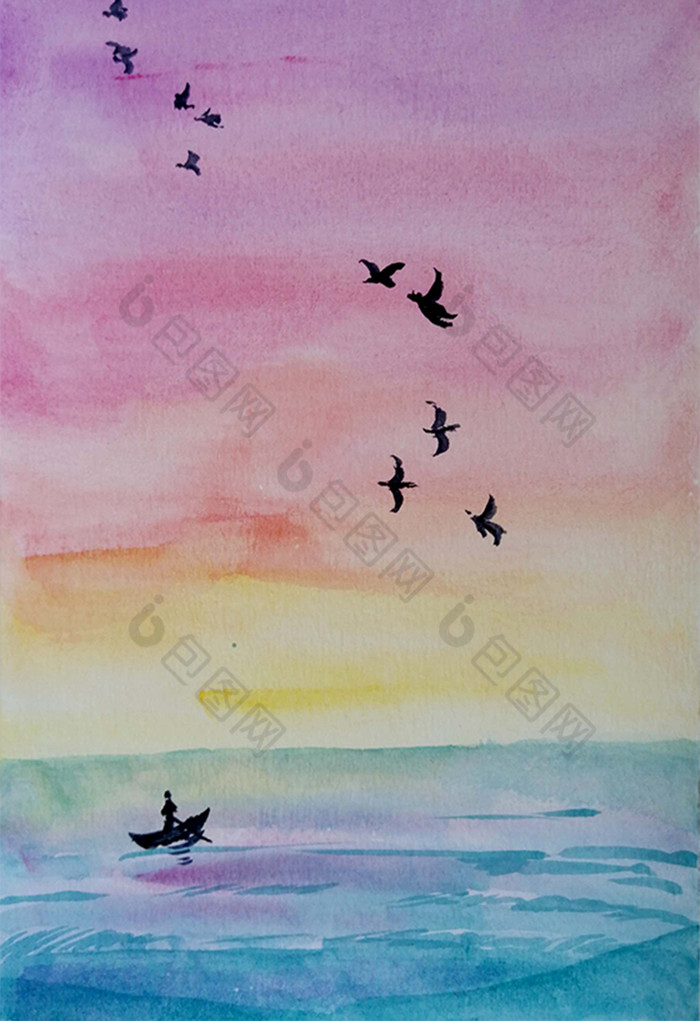 群鸟夏日风景图片