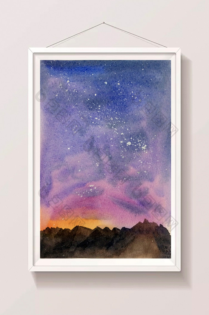 远山星空夏日素材风景清新水彩手绘 图片下载 包图网 远山星空夏日素材风景清新水彩手绘 图片下载 包图网