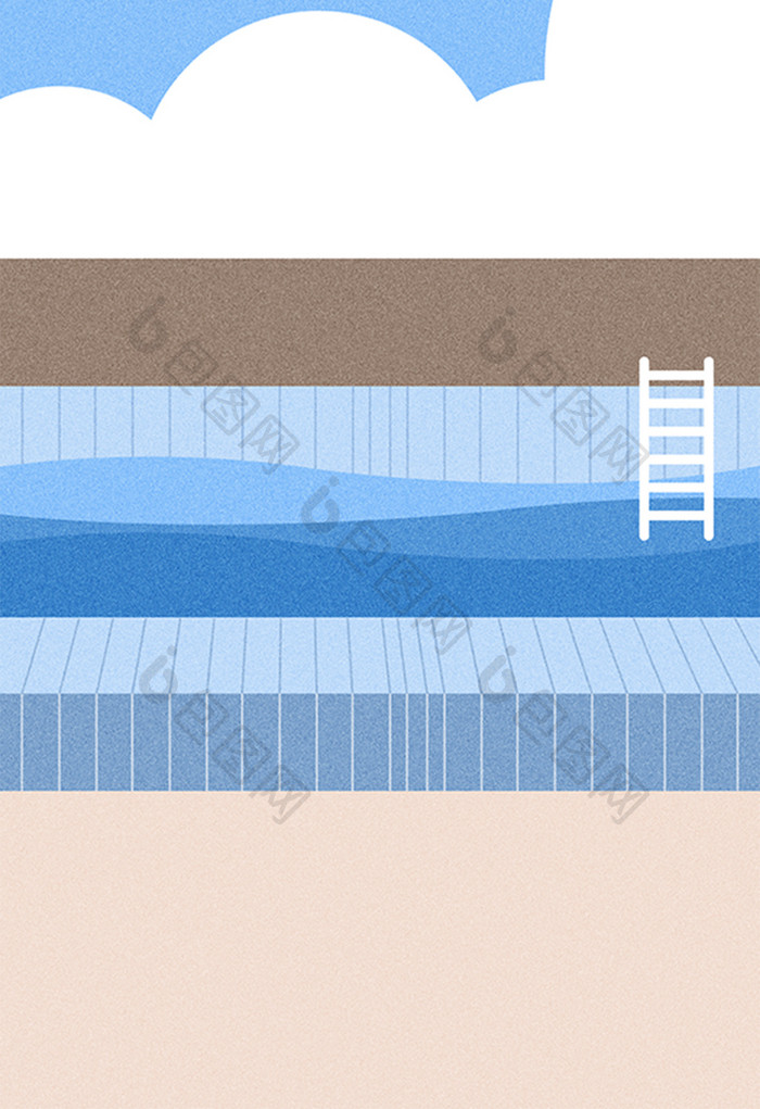 卡通扁平游泳池素材