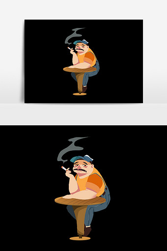 手绘漫画卡通吸烟男人图片