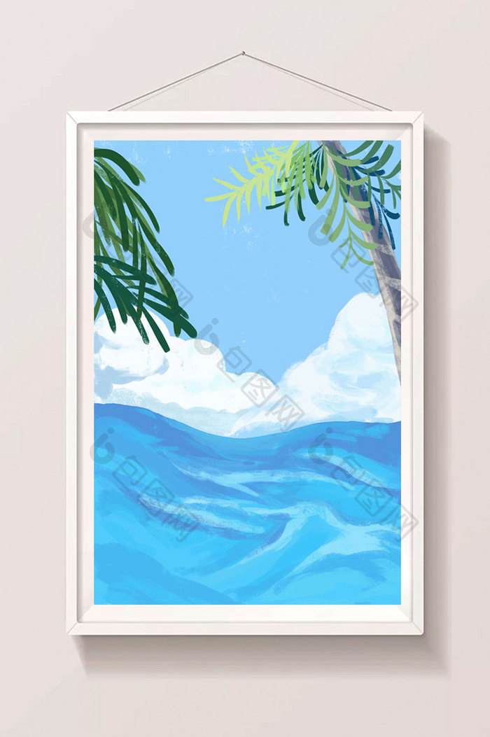 唯美清新海景风景暑假出游海报设计背景素材