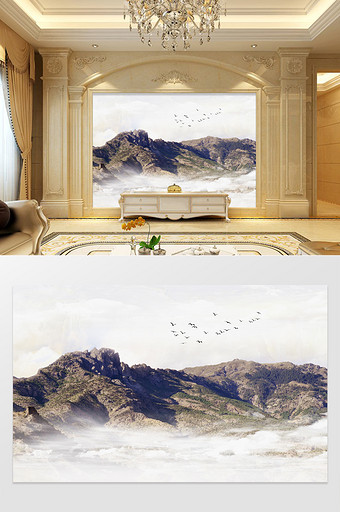 大理石纹高山岩石山水风景装饰背景墙图片