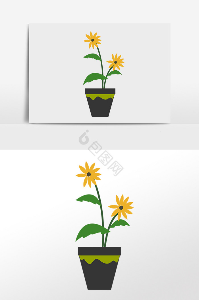 花朵花盆插画图片