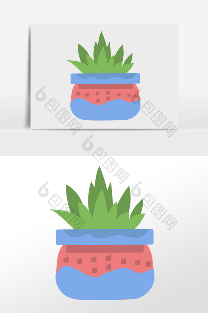 植物花盆插画元素