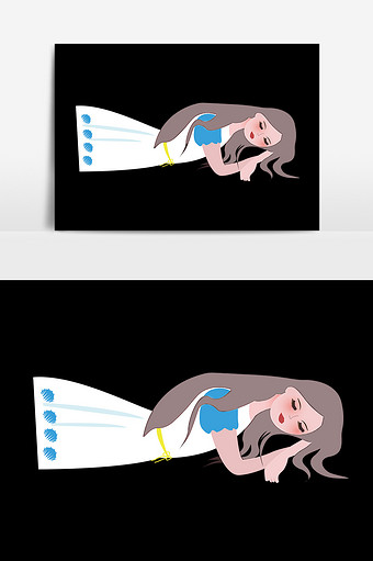 卡通漫画躺着的少女图片