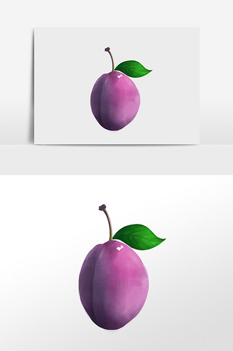 小清新手绘写实西梅水果插画元素图片