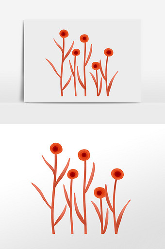 橙色手绘创意植物插画元素图片