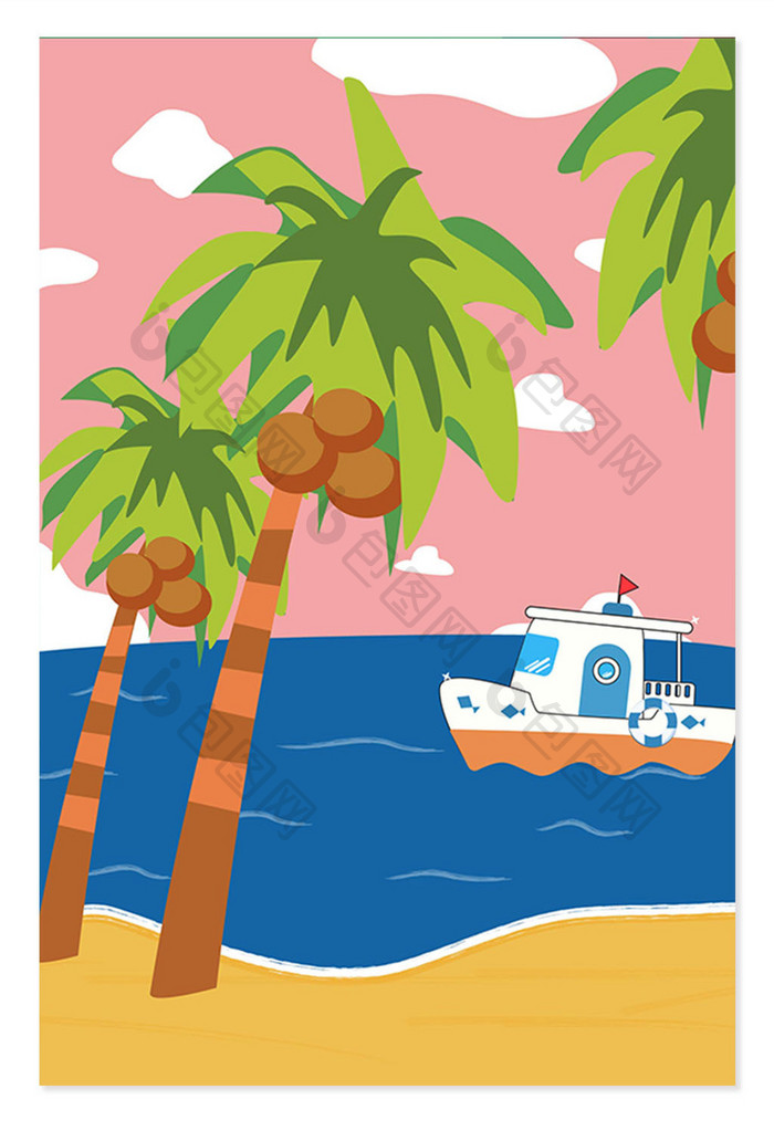 夏天椰子树设计背景图