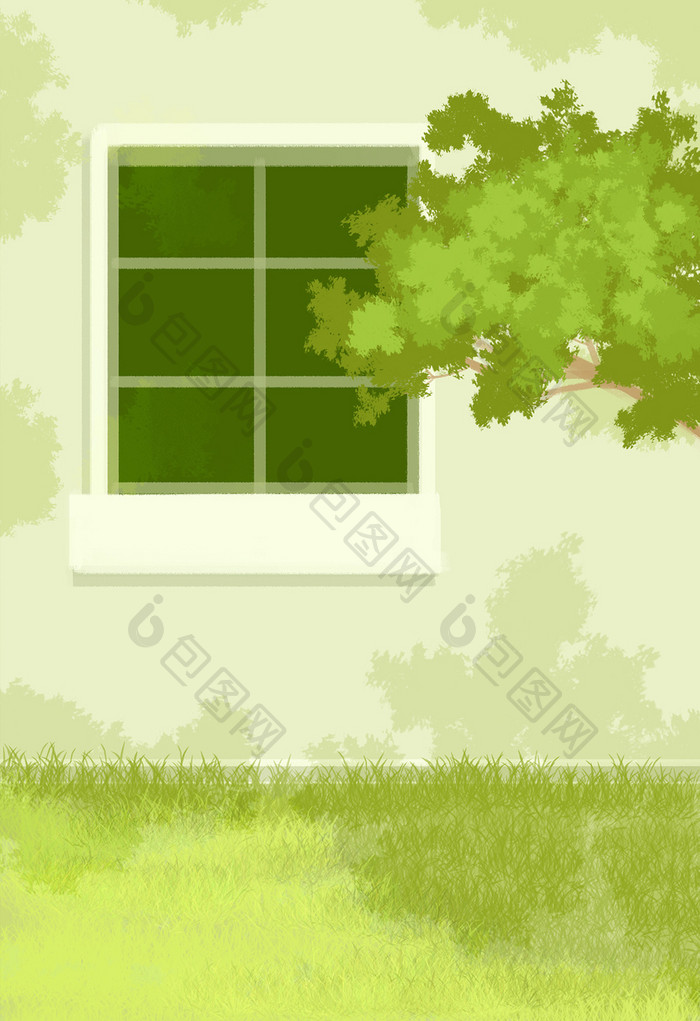 绿色窗户卡通图图片