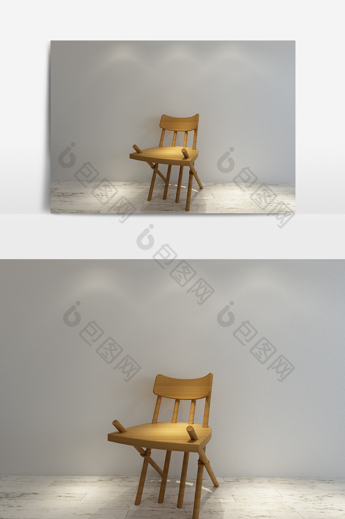 简约木质单椅模型图
