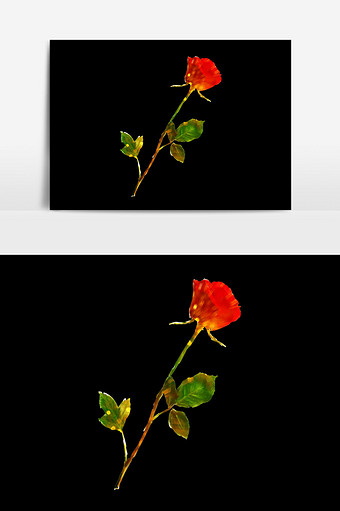 清新手绘水彩玫瑰花素材图片