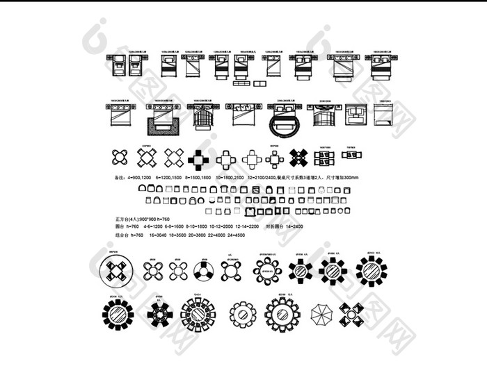 筑CAD常用家具类模块图片床桌子