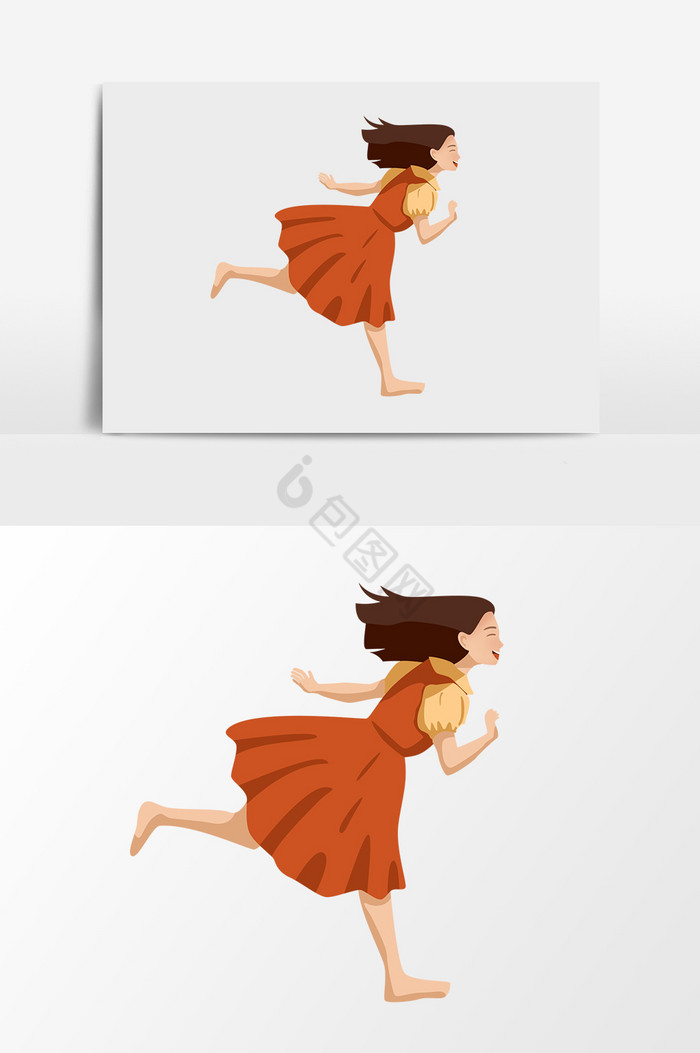 跑步的裙子女孩图片