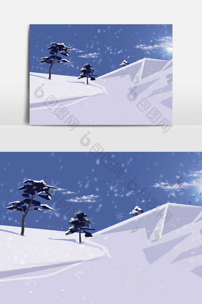 卡通手绘雪景多元素图案素材