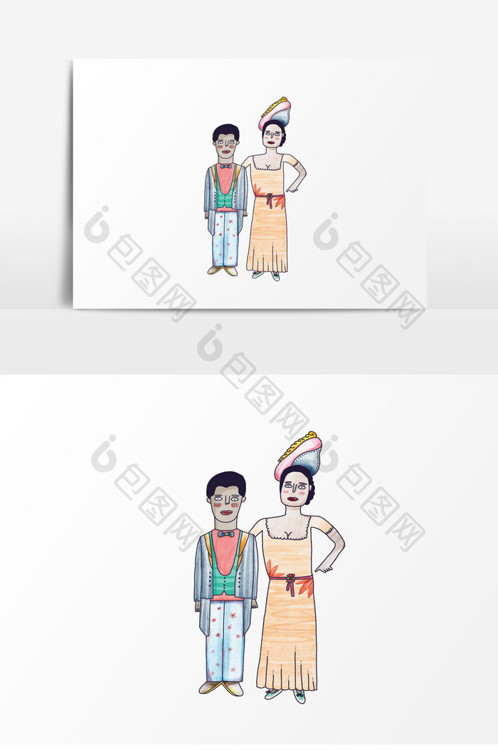 夫妻搭配插画素材