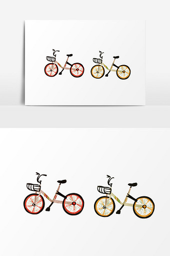 自行车组合插画素材图片