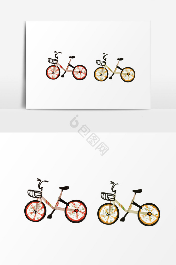 自行车组合插画图片