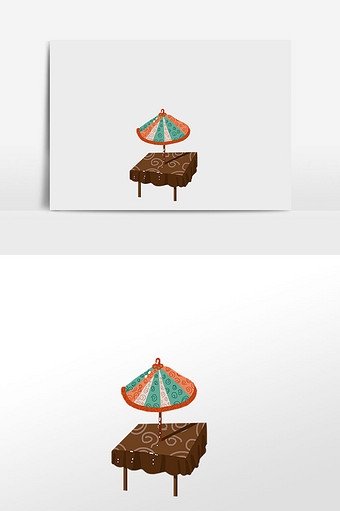 室外咖啡桌子伞插画素材图片