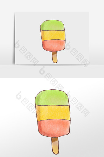 手绘彩色冰棍插画元素图片