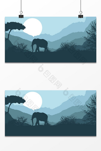 蓝色大象设计背景图图片