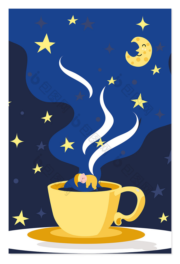 蓝色卡通咖啡饮品广告背景图片