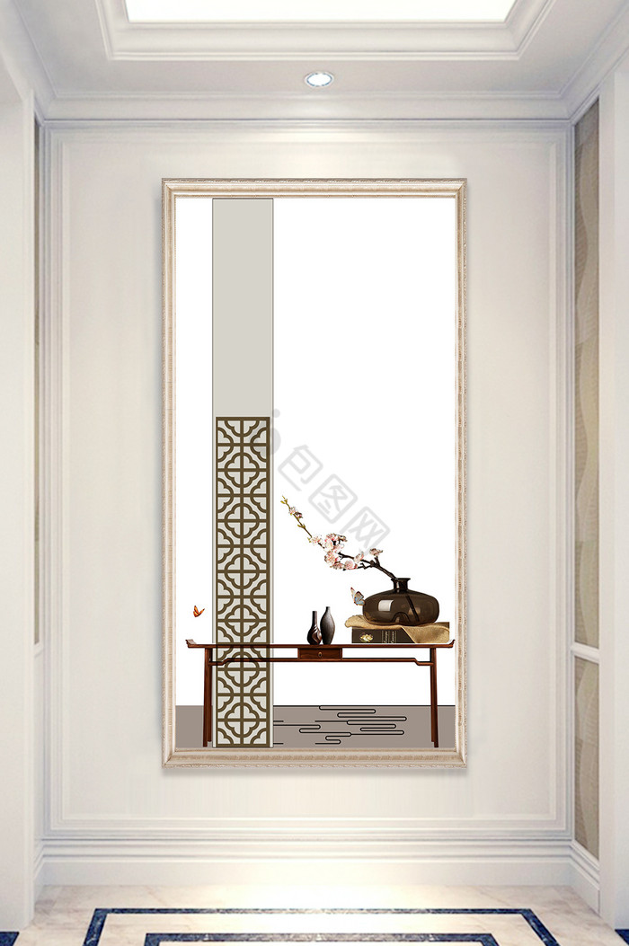 室外屏风墙插画屏风式灵堂设计效果图屏风插画古风屏风电商装饰的屏风