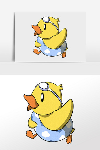 卡通可爱黄色小鸭子插画元素图片