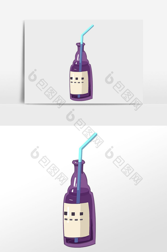 紫色瓶饮料插画元素