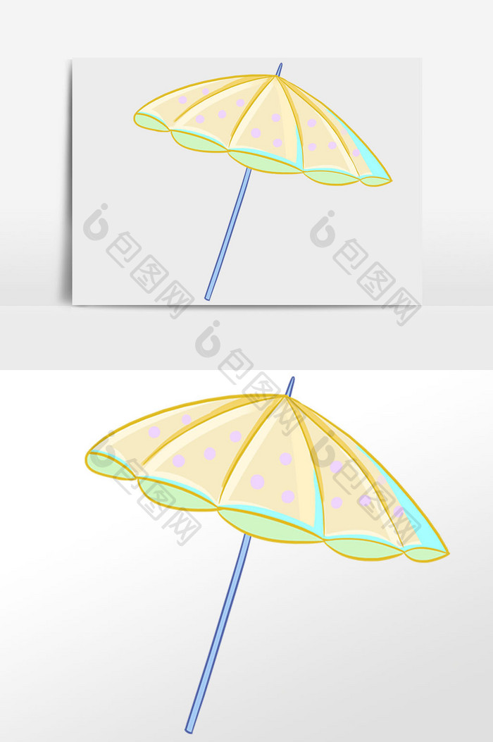 清新遮阳伞插画元素
