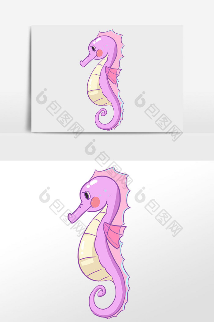 紫色动物插画元素