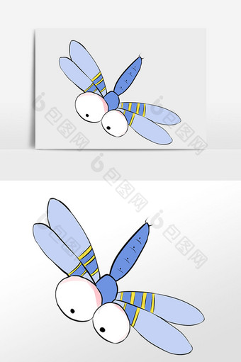 卡通小昆虫蜻蜓插画元素图片