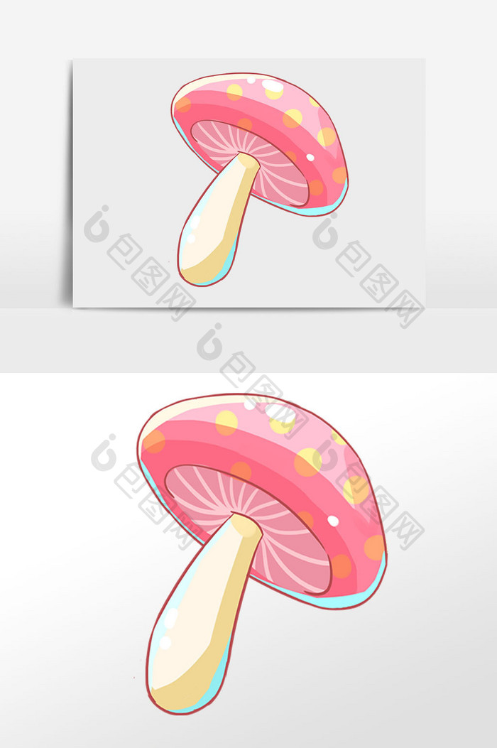 粉色蘑菇插画元素