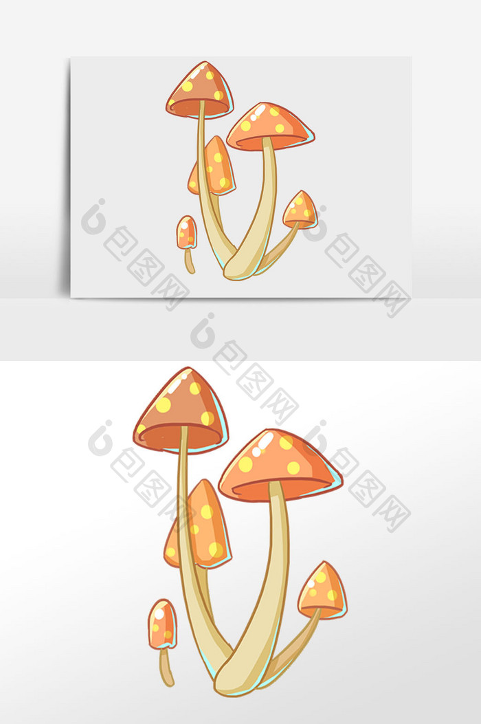 手绘清新小蘑菇插画元素