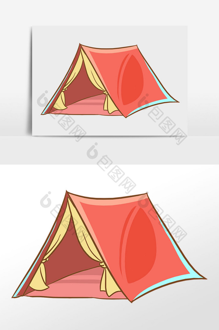 手绘红色旅游帐篷插画元素