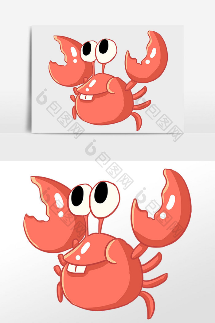 卡通小螃蟹插画元素